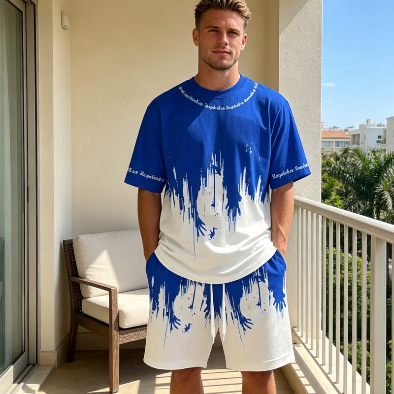 🌿Ensemble T-Shirt & Short Homme ✅ Imprimé Graphique & Coupe Confort | Léger et Tendance 👕🔥