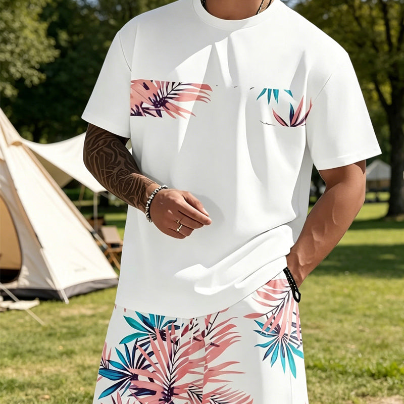 🌿Ensemble T-Shirt & Short Homme ✅ Imprimé Graphique & Coupe Confort | Léger et Tendance 👕🔥