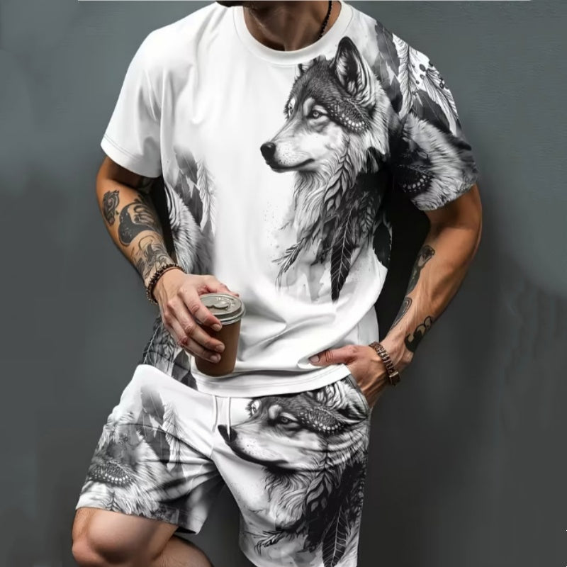 🌿Ensemble T-Shirt & Short Homme ✅ Imprimé Graphique & Coupe Confort | Léger et Tendance 👕🔥