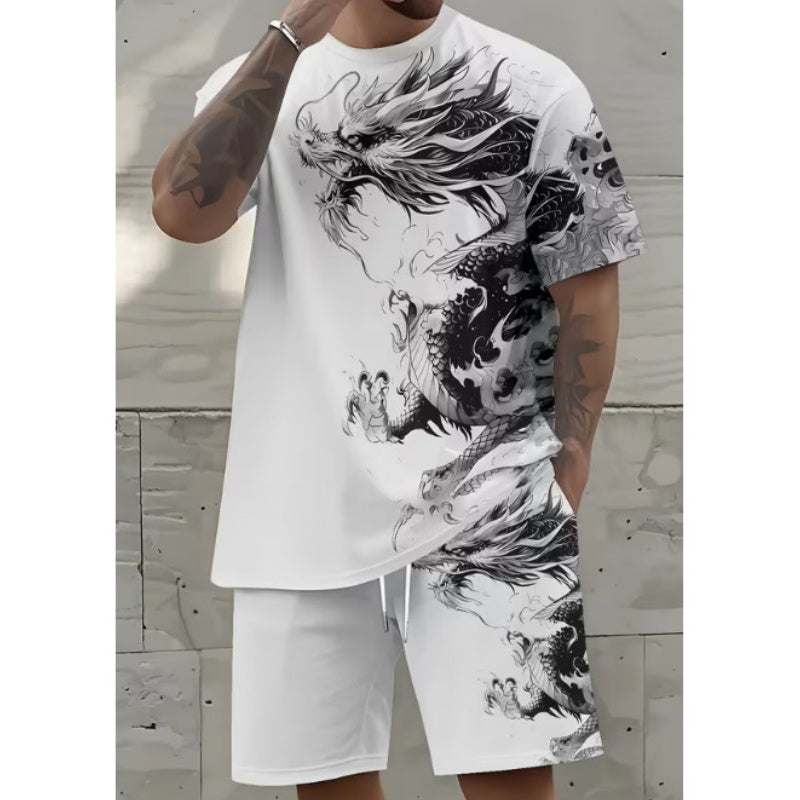 🌿Ensemble T-Shirt & Short Homme ✅ Imprimé Graphique & Coupe Confort | Léger et Tendance 👕🔥