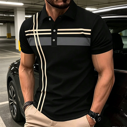 👕 PROMO LIMITÉE 50% DE RÉDUCTION ! ✨ Haut Rayé pour Homme – Col, Manches Courtes ✨