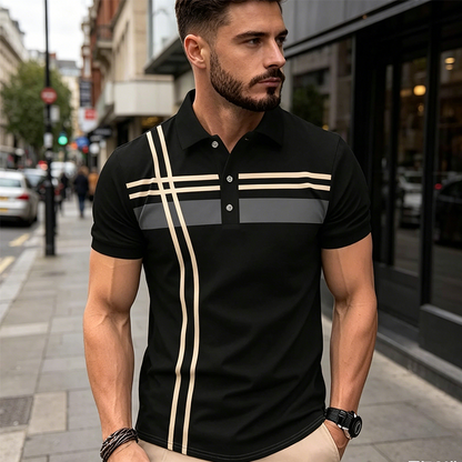 👕 PROMO LIMITÉE 50% DE RÉDUCTION ! ✨ Haut Rayé pour Homme – Col, Manches Courtes ✨