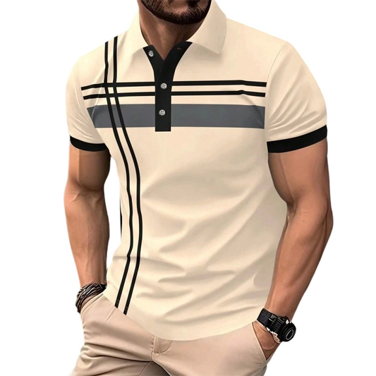 👕 PROMO LIMITÉE 50% DE RÉDUCTION ! ✨ Haut Rayé pour Homme – Col, Manches Courtes ✨