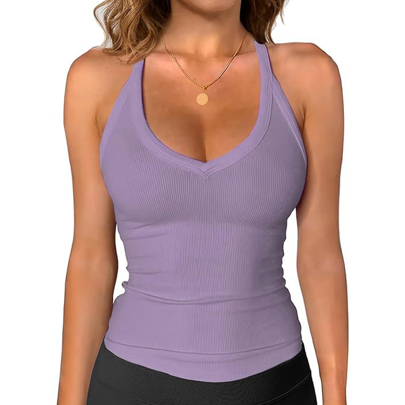 🥳SOLDES D'ÉTÉ🥳💞PLUS DE 50 000 EXEMPLAIRES VENDUS !💥50 % DE RÉDUCTION ! 🔥Débardeur à col en V côtelé pour femme