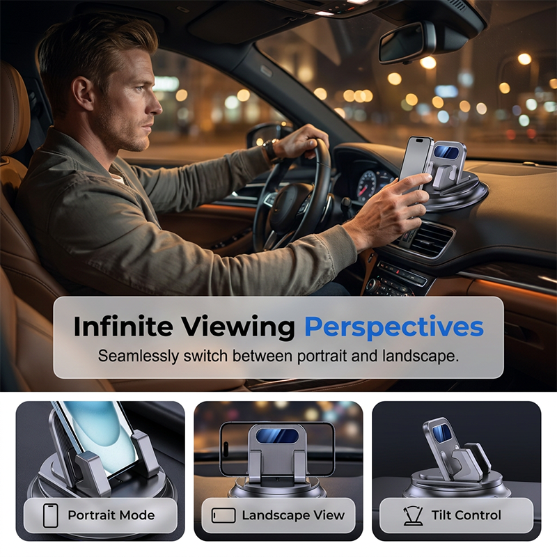 🎯 -50% SUR TOUT LE STOCK ! Support Téléphone Rotatif – Fixation Solide sur Tableau de Bord, Caoutchouc Haute Adhérence 🧭🔄 【Qualité Garantie】