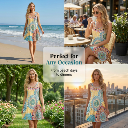 💐 PROMO EXCEPTIONNELLE -50% ! Robe Imprimée Sans Manches – Tissu Coton Léger, Tombé Fluide 🌺💨 【Offre Limitée】