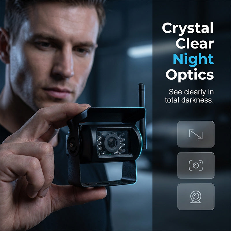 Kit caméra de recul sans fil avec écran 7 pouces — Vue arrière nette pour camion, bus et tracteur