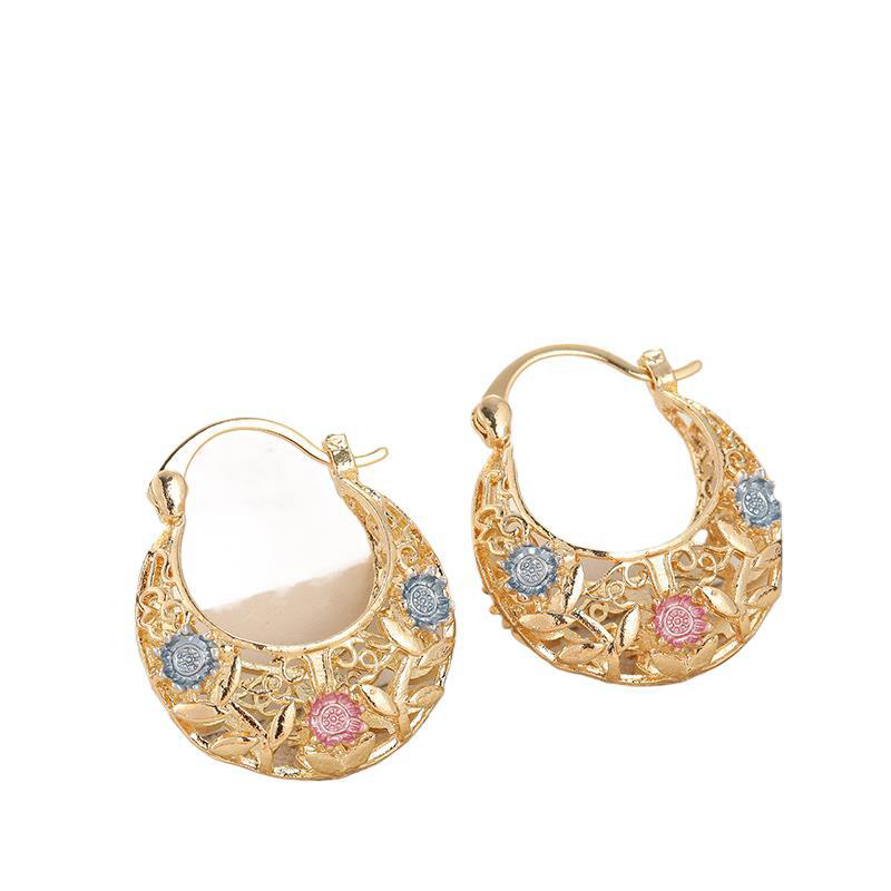 🌙 Boucles d'Oreilles Croissant – Plaqué Or, Émaillées et Filigrane — Promo limitée à 50% ✨