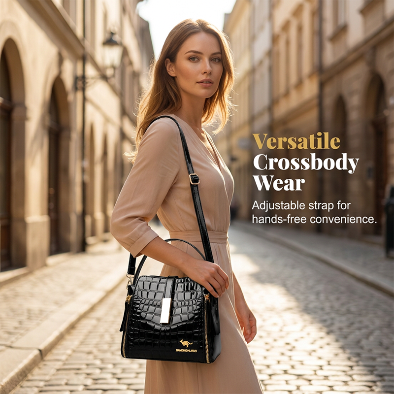👜 PROMO LIMITÉE 61% DE RÉDUCTION ! ✨ Sac à Main Croco Brillant – Élégant, Structure, Polyvalent 💎